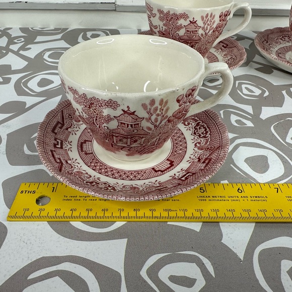 Set of 3 Royal Wessex Pink Willow Rosa Cup & Saucer Set Made in England - Picture 10 of 13